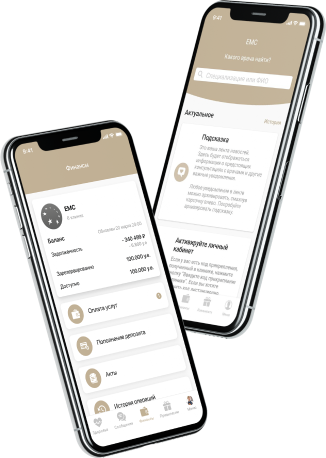 Two smartphones with open EMC mobile app